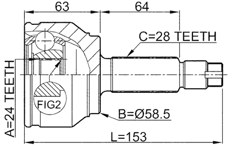 0510-MZ5 - OUTER CV JOINT 24X58.5X28