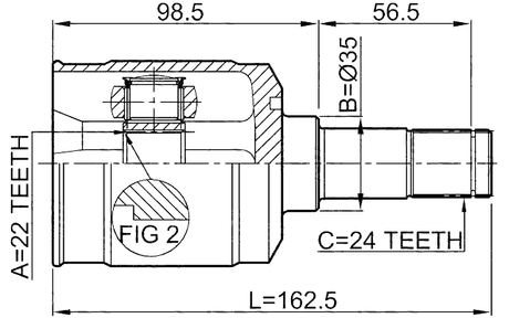 0511-323FLH - INNER CV JOINT LEFT 22X35X24
