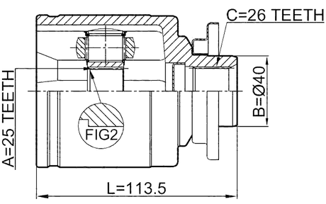0511-B25LH - INNER CV JOINT LEFT 25X40X26
