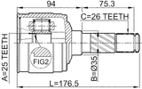 0511-B25RH - INNER CV JOINT RIGHT 25X35X26