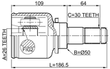 0511-BK23LH - INNER CV JOINT LEFT 26X50X30