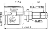 0511-BL16MTLH - INNER CV JOINT LEFT 22X35X24