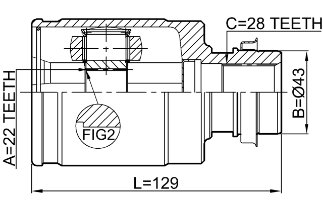 0511-BL16MTRH - INNER CV JOINT RIGHT 22X43X28