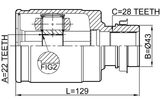 0511-BL16MTRH - INNER CV JOINT RIGHT 22X43X28