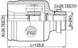 0511-BL23MTRH - INNER CV JOINT RIGHT 34X43X28