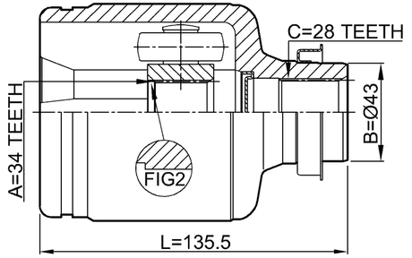 0511-BL23MTRH - INNER CV JOINT RIGHT 34X43X28