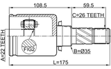 0511-BMATLH - INNER CV JOINT LEFT 22X35X26