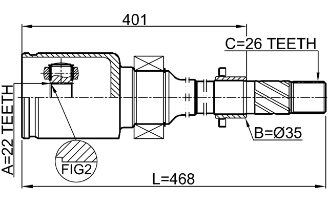 0511-BMATRH - INNER CV JOINT RIGHT 22X35X26