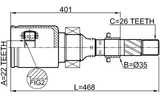 0511-BMATRH - INNER CV JOINT RIGHT 22X35X26