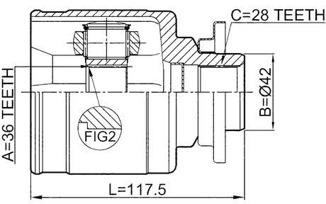 0511-BT50LH - INNER CV JOINT LEFT 36X42X28