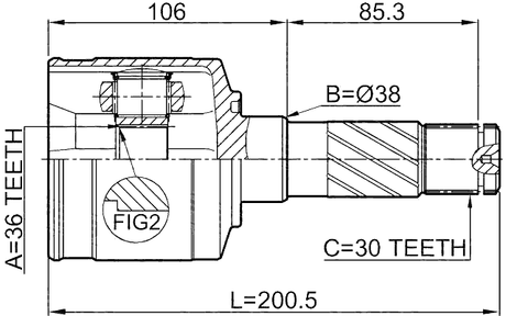 0511-BT50RH - INNER CV JOINT RIGHT 36X38X30