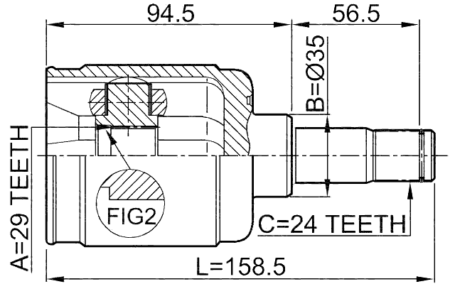 0511-CPLH - INNER CV JOINT LEFT 29X35X24
