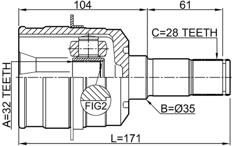 0511-CWATLH - INNER CV JOINT LEFT 32X35X28