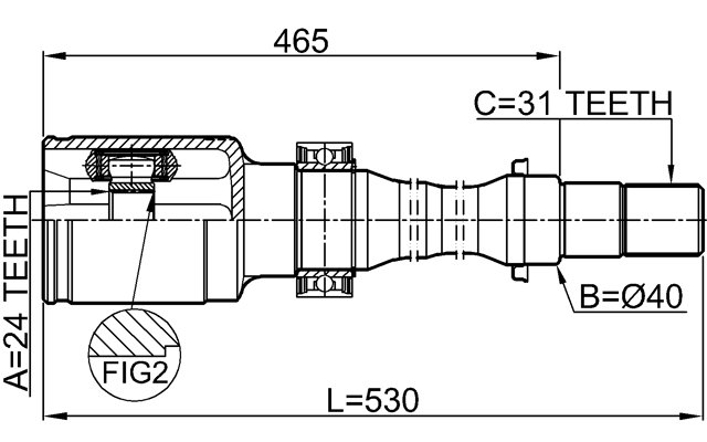 0511-CX5AT2WDRH - INNER CV JOINT RIGHT 24X40X31