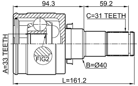 0511-CX5MTLH - INNER CV JOINT LEFT 33X40X31