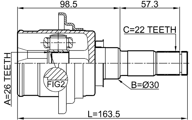0511-CX5R - REAR INNER CV JOINT 26X30X22