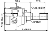 0511-CX5R - REAR INNER CV JOINT 26X30X22