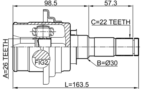 0511-CX5R - REAR INNER CV JOINT 26X30X22
