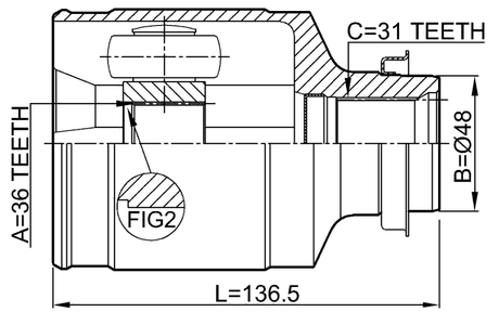 0511-CX7RH - INNER CV JOINT RIGHT 36X48X31