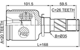 0511-DY3WATLH - INNER CV JOINT LEFT 20X35X26