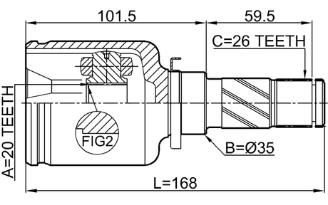 0511-DY3WATLH - INNER CV JOINT LEFT 20X35X26