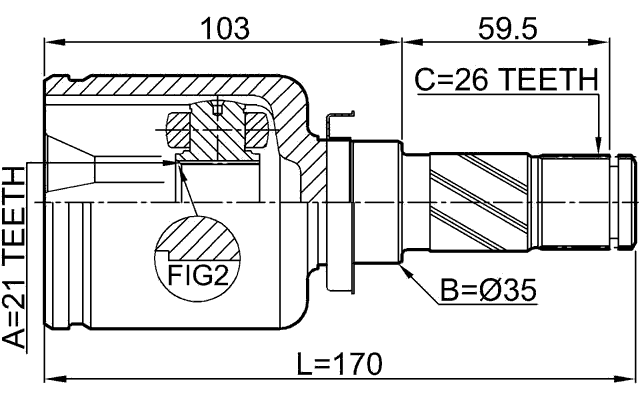 0511-DY5WATLH - INNER CV JOINT LEFT 21X35X26