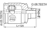 0511-GDRH - INNER CV JOINT RIGHT 25X42X26