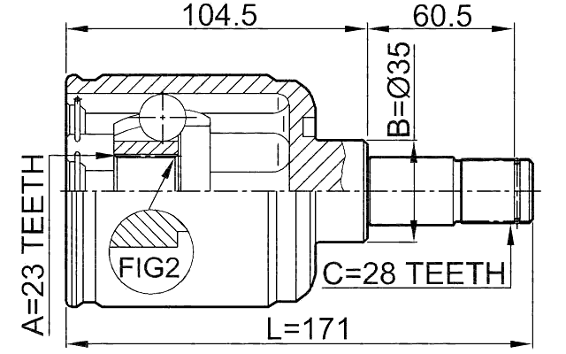 0511-GEMTLH - INNER CV JOINT LEFT 23X35X28
