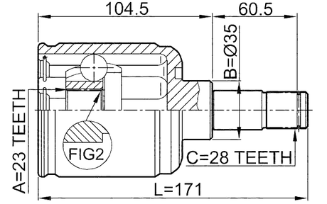 0511-GEMTLH - INNER CV JOINT LEFT 23X35X28