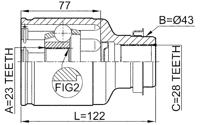 0511-GEMTRH - INNER CV JOINT RIGHT 23X43X28