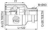 0511-GEMTRH - INNER CV JOINT RIGHT 23X43X28