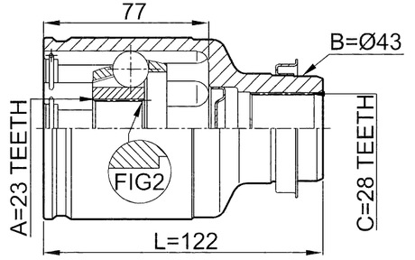 0511-GEMTRH - INNER CV JOINT RIGHT 23X43X28