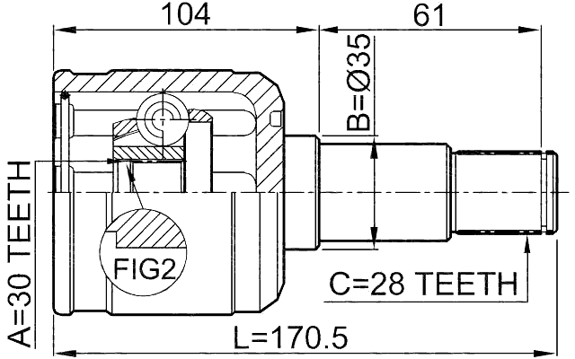 0511-GFLH - INNER CV JOINT LEFT 30X35X28