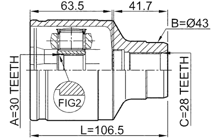 0511-GFRH - INNER CV JOINT RIGHT 30X43X28