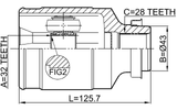 0511-GHMTRH - INNER CV JOINT RIGHT 32X43X28