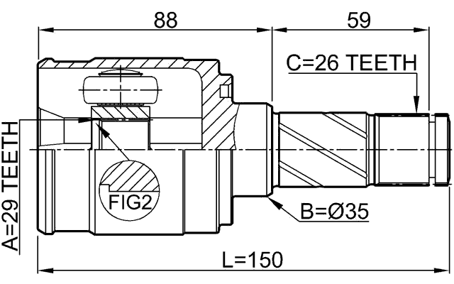 0511-M2ATLH - INNER CV JOINT LEFT 29X35X26