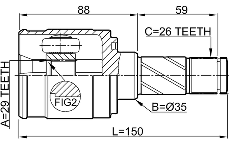 0511-M2ATLH - INNER CV JOINT LEFT 29X35X26