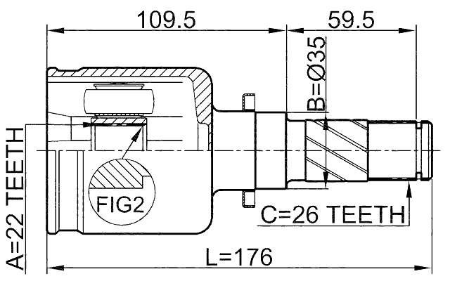 0511-M316ATLH - INNER CV JOINT LEFT 22X35X26