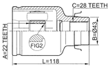 0511-M316ATRH - INNER CV JOINT RIGHT 22X43X28