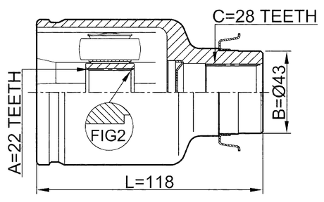 0511-M316ATRH - INNER CV JOINT RIGHT 22X43X28