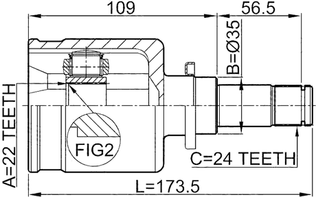 0511-M316MTLH - INNER CV JOINT LEFT 22X35X24