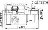 0511-M316MTRH - INNER CV JOINT RIGHT 22X43X28