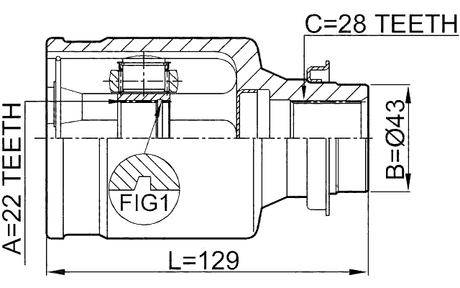 0511-M316MTRH - INNER CV JOINT RIGHT 22X43X28