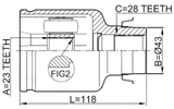 0511-M320ATRH - INNER CV JOINT RIGHT 23X43X28