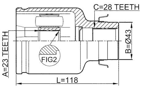 0511-M320ATRH - INNER CV JOINT RIGHT 23X43X28