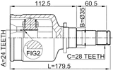 0511-M320MTLH - INNER CV JOINT LEFT 24X35X28