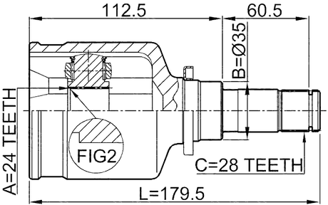 0511-M320MTLH - INNER CV JOINT LEFT 24X35X28