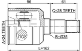 0511-M323FLH - INNER CV JOINT LEFT 24X35X28