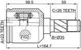 0511-M626LH - INNER CV JOINT LEFT 23X35X26