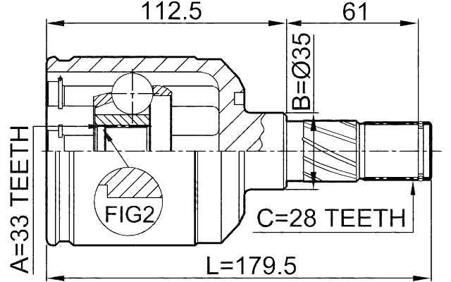 0511-M6ATLH - INNER CV JOINT LEFT 33X35X28
